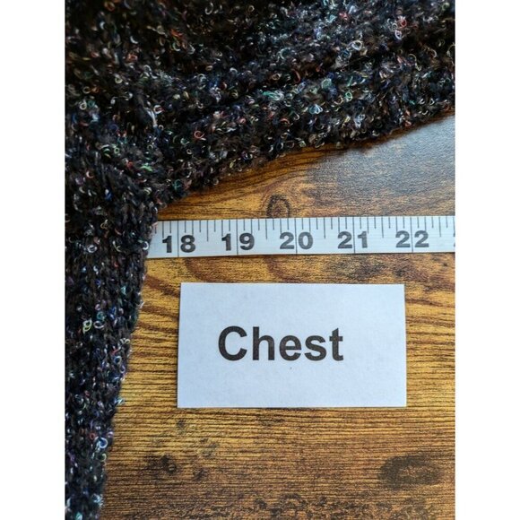 Sioni Boucle Shawl Collar Long Line Cardigan Size M Petite Brown Embroidered - Picture 11 of 13